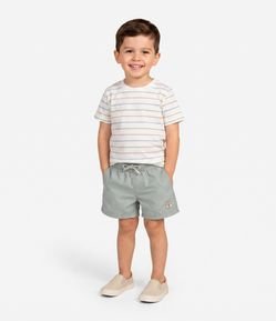 Camiseta Infantil em Algodão com Listras Coloridas - Tam 1 a 6 Anos