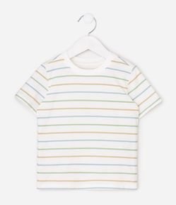 Camiseta Infantil em Algodão com Listras Coloridas - Tam 1 a 6 Anos