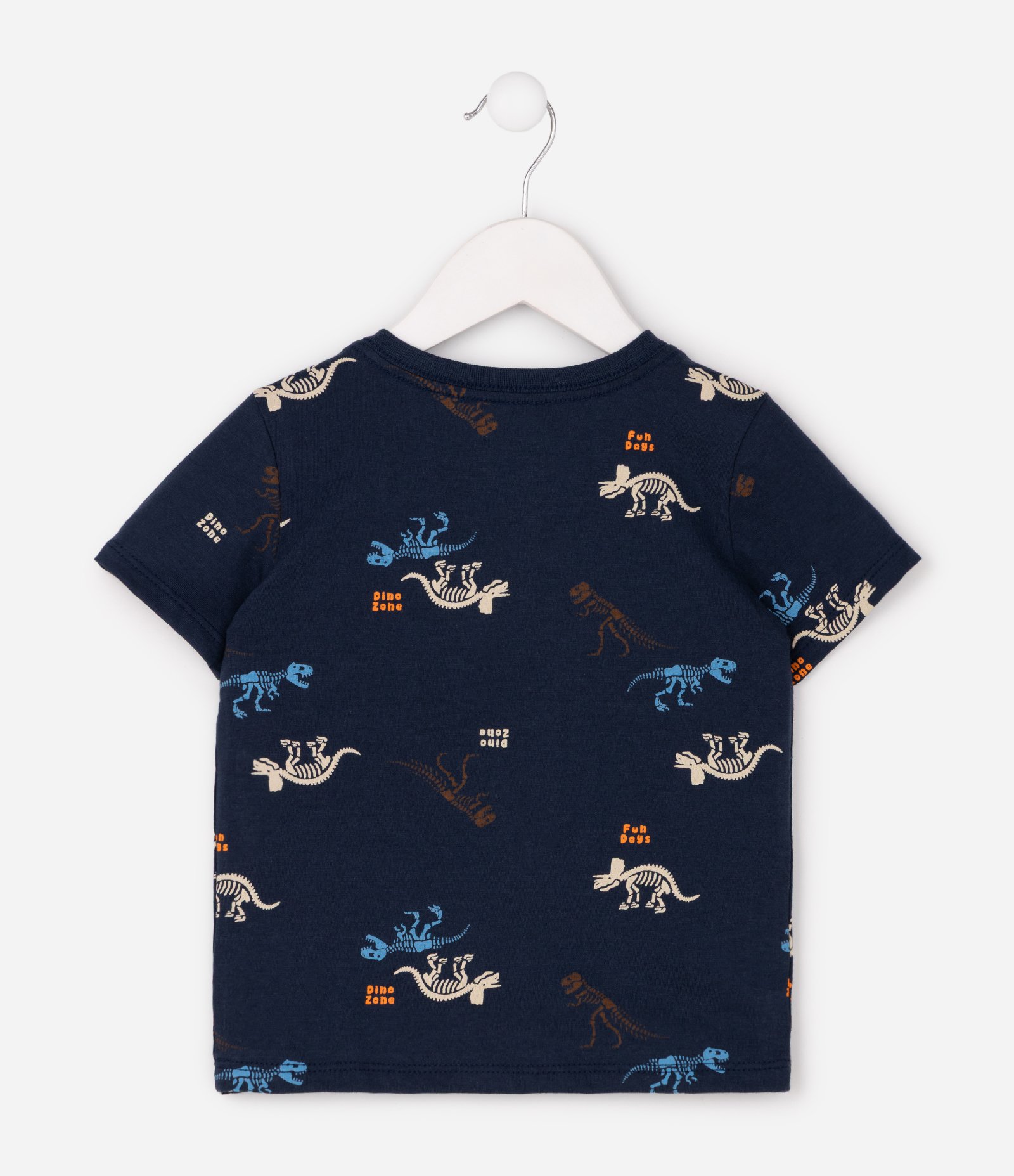 Camiseta Infantil em Algodão com Estampa de Dinossauro - Tam 1 a 6 Anos Azul 2