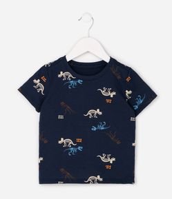 Camiseta Infantil em Algodão com Estampa de Dinossauro - Tam 1 a 6 Anos