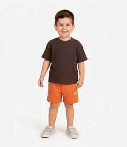 Camiseta Infantil com Textura Waffle e Gola Redonda - Tam 1 a 6 Anos