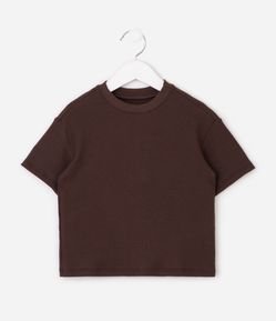 Camiseta Infantil com Textura Waffle e Gola Redonda - Tam 1 a 6 Anos