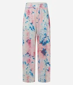 Calça Pantalona em Paetês Tie Dye com Cós Elástico