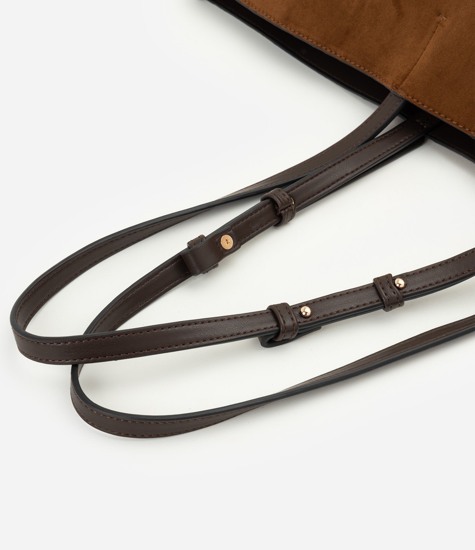 Bolsa Shopper Grande em Suede com Recortes Geométricos Marrom 4