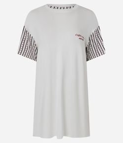Camisola Curta em Viscolycra com Estampa Listrada
