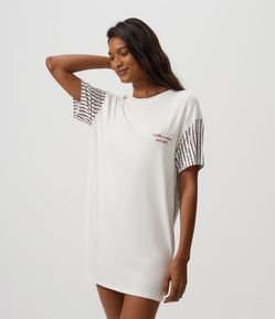 Camisola Curta em Viscolycra com Estampa Listrada