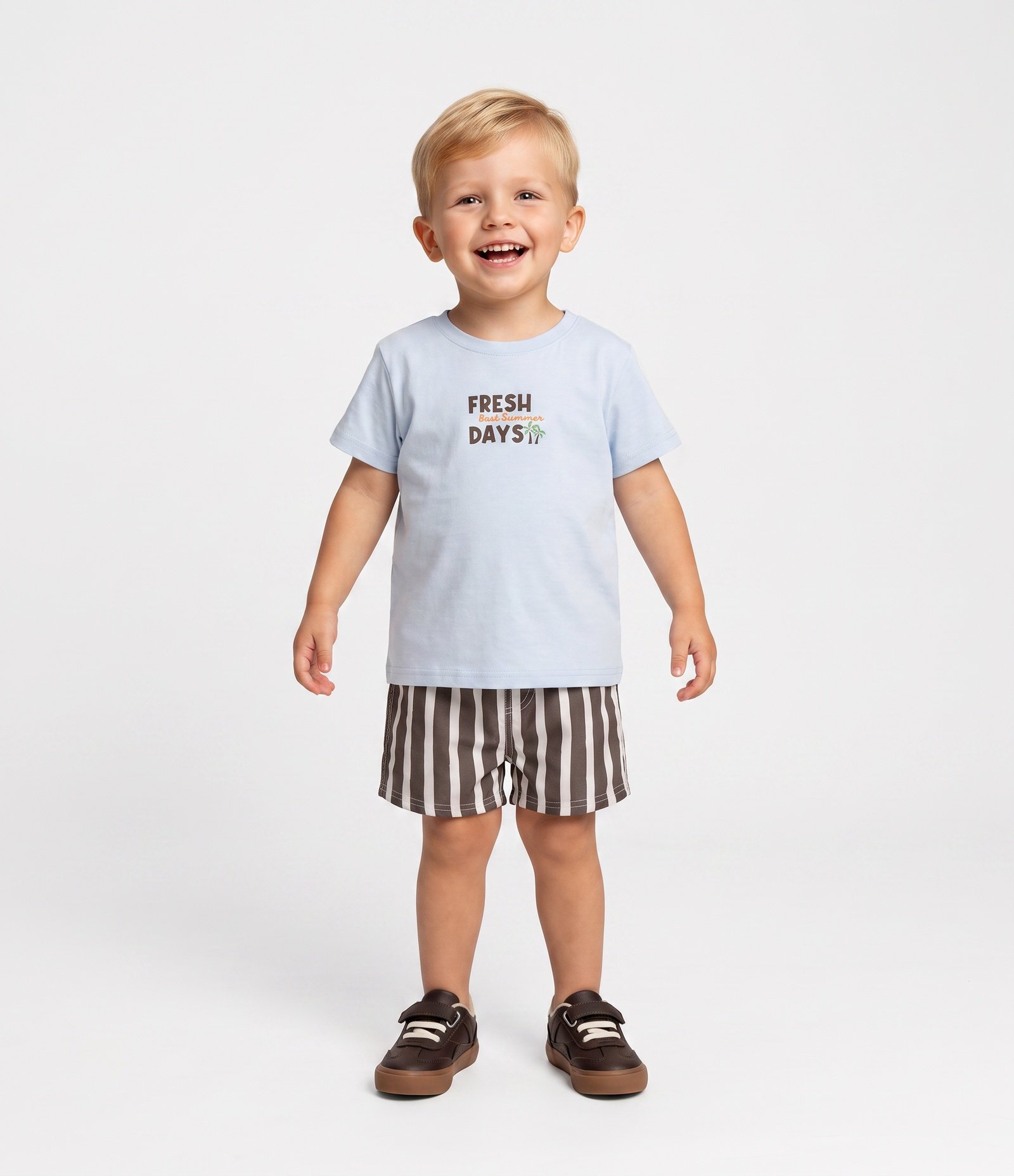 Conjunto Infantil Em Algodão Estampado - Tam 1 a 6 Anos Azul 1