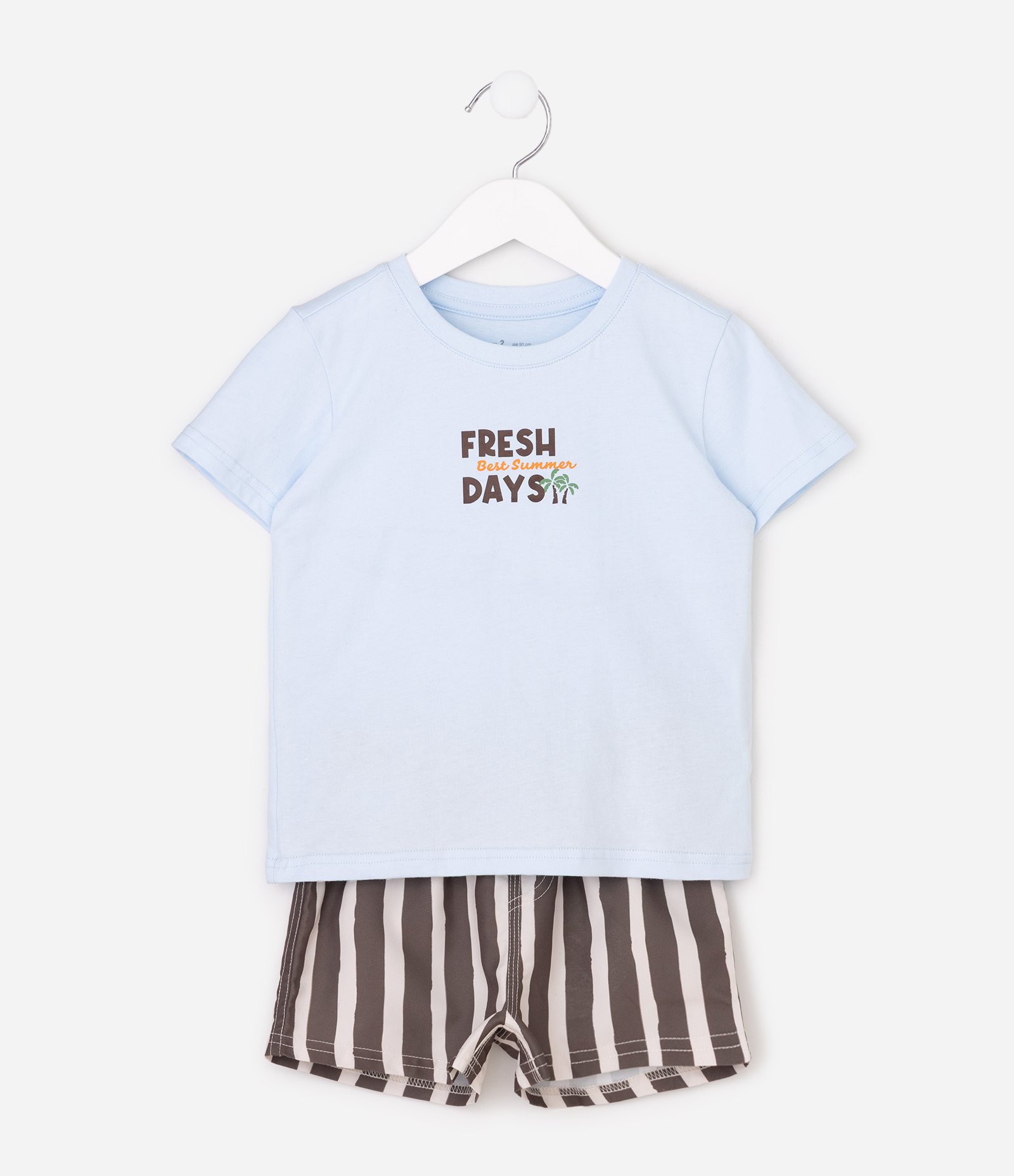 Conjunto Infantil Em Algodão Estampado - Tam 1 a 6 Anos Azul 2