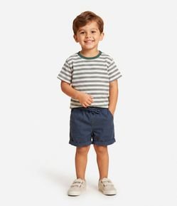 Camiseta Infantil em Algodão com Estampa Listrada -Tam 1 a 6 Anos