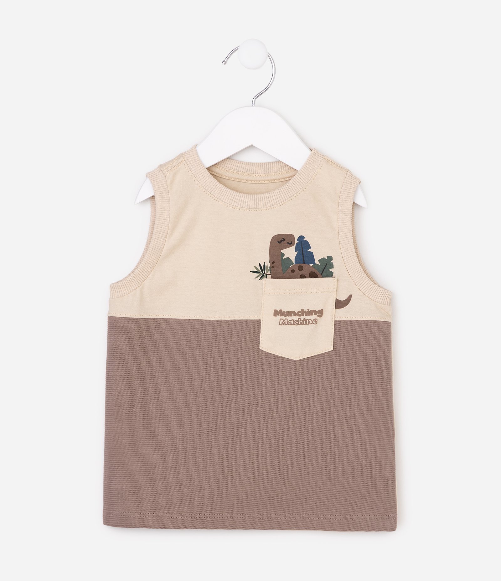 Camiseta Infantil Em Algodão Estampa Dinossauro - Tam de 1 a 6 Anos Bege 4