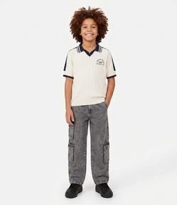 Calça Infantil Cargo Jeans com Bolsos Laterais – Tam 5 a 14 Anos