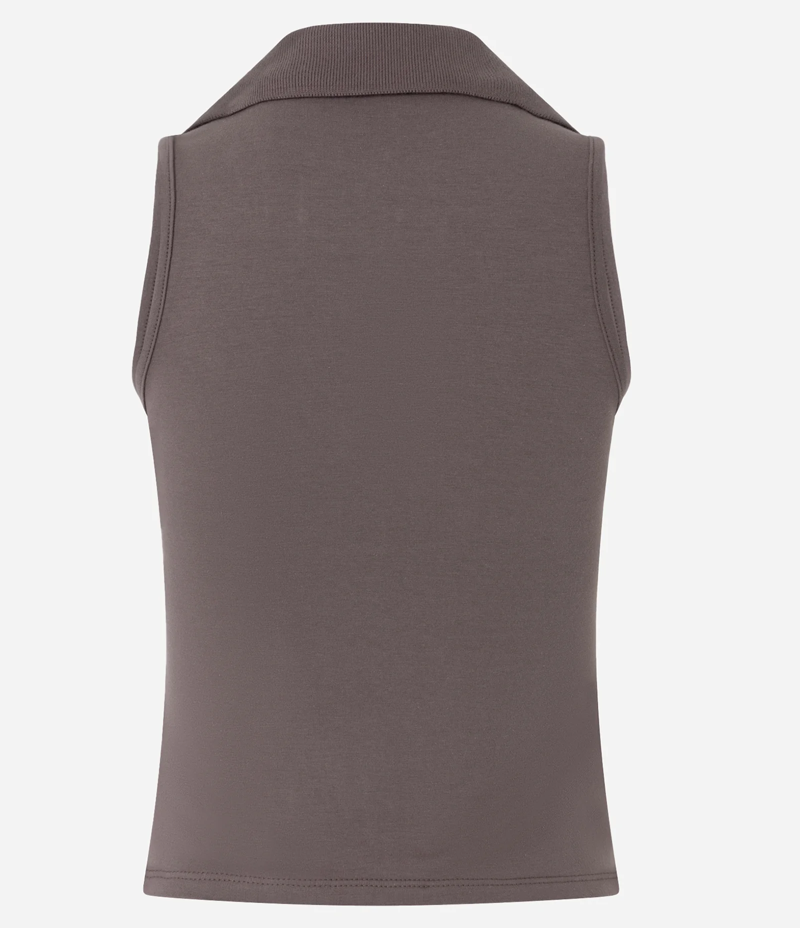 Blusa Polo em Decote V Sem Mangas Marrom 2