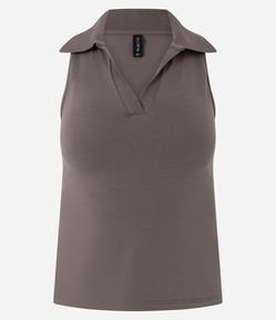 Blusa Polo em Decote V Sem Mangas