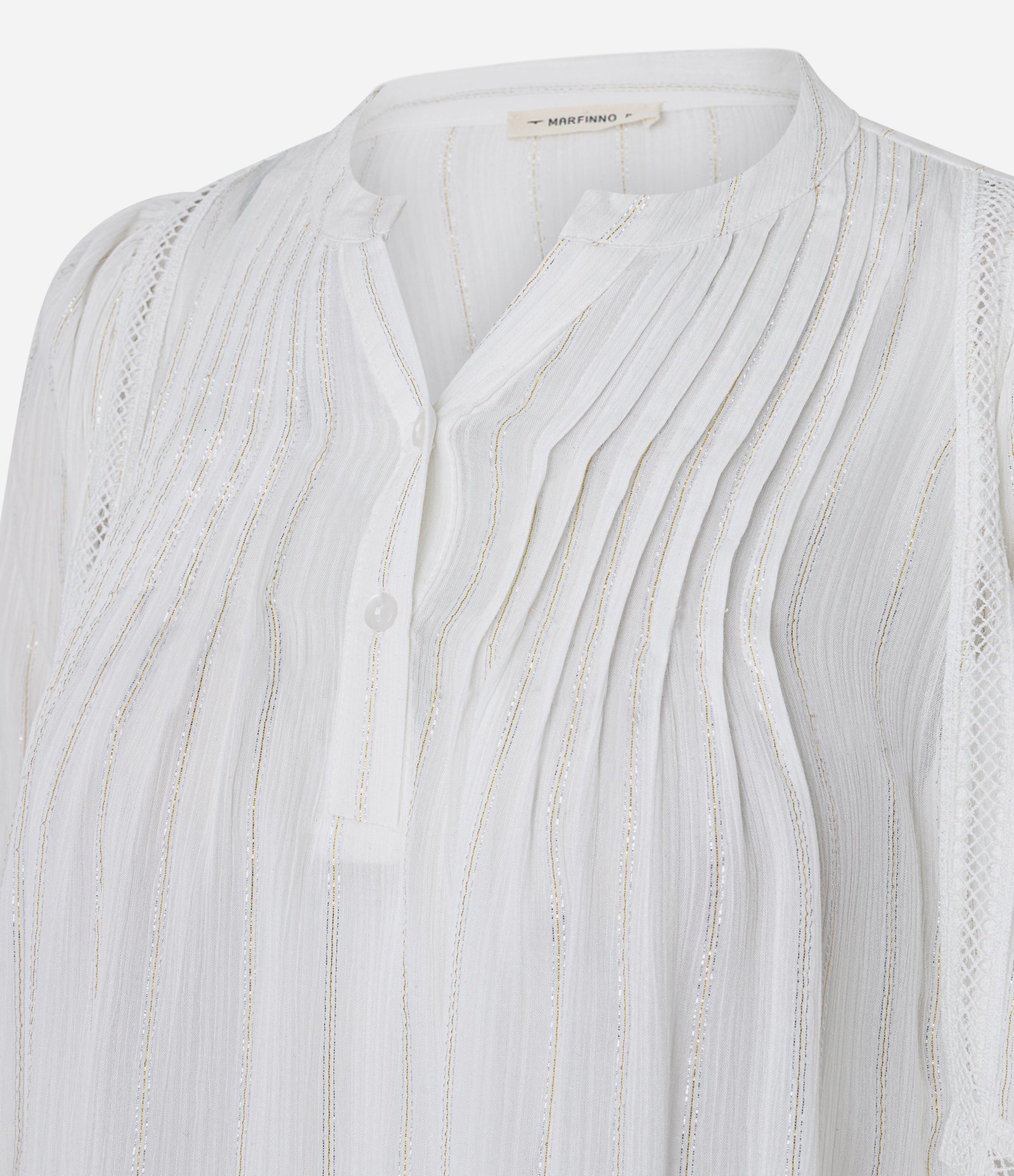 Blusa em Viscose com Entremeios e Mangas Bufantes Branco 6