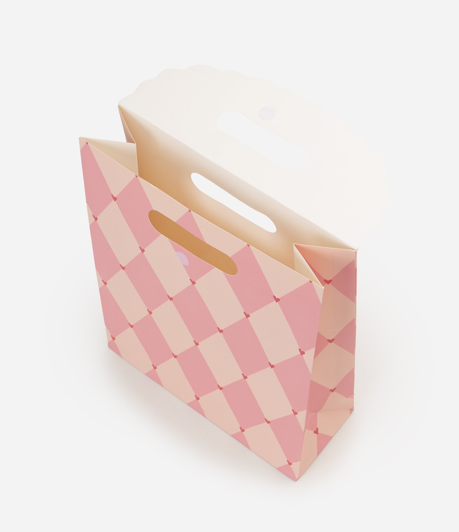 Embalagem para Presente em Papel com Padronagem Xadrez Rosa 2
