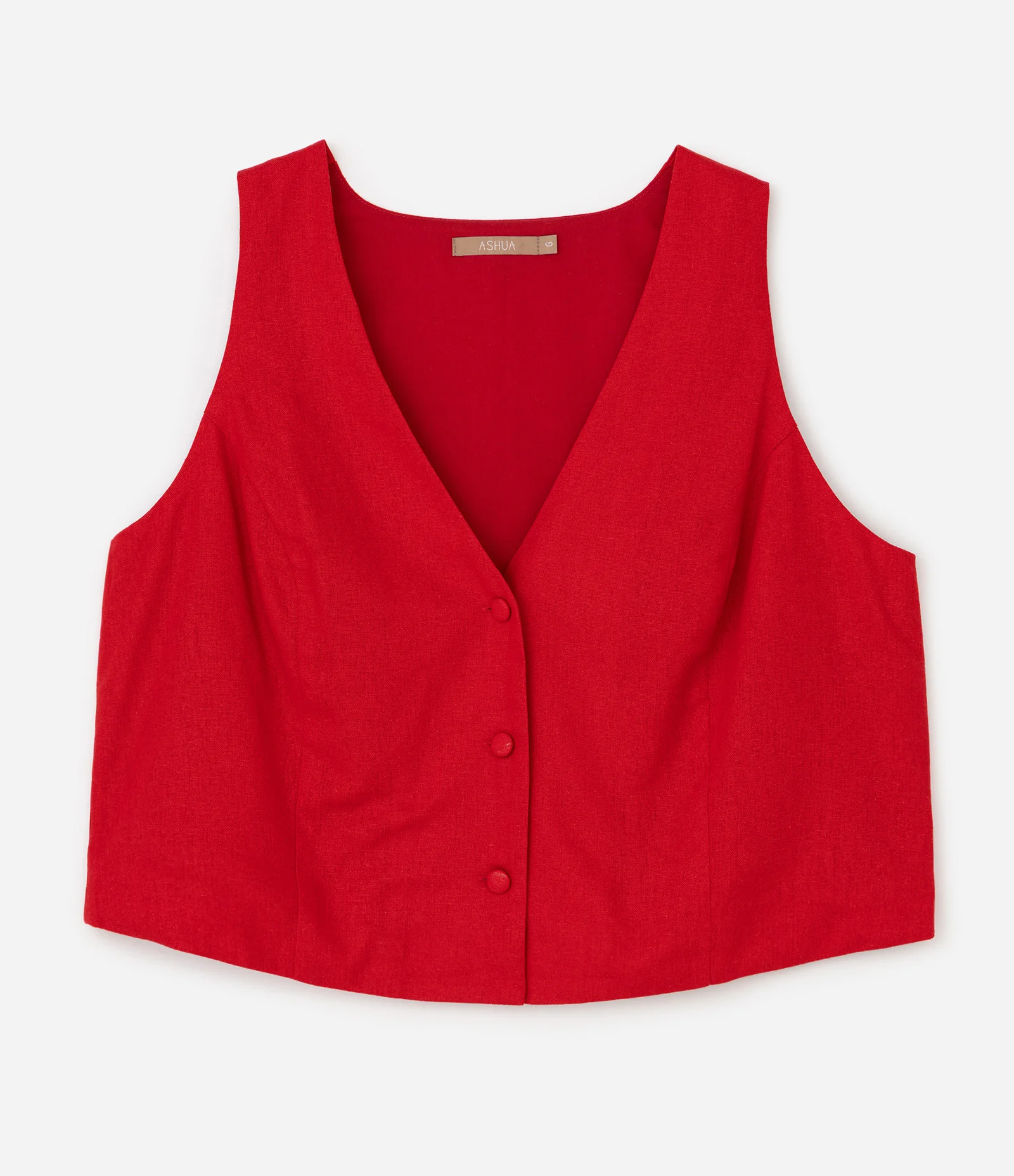 Blusa em Viscolinho com Abotoamento Curve & Plus Size Vermelho 1