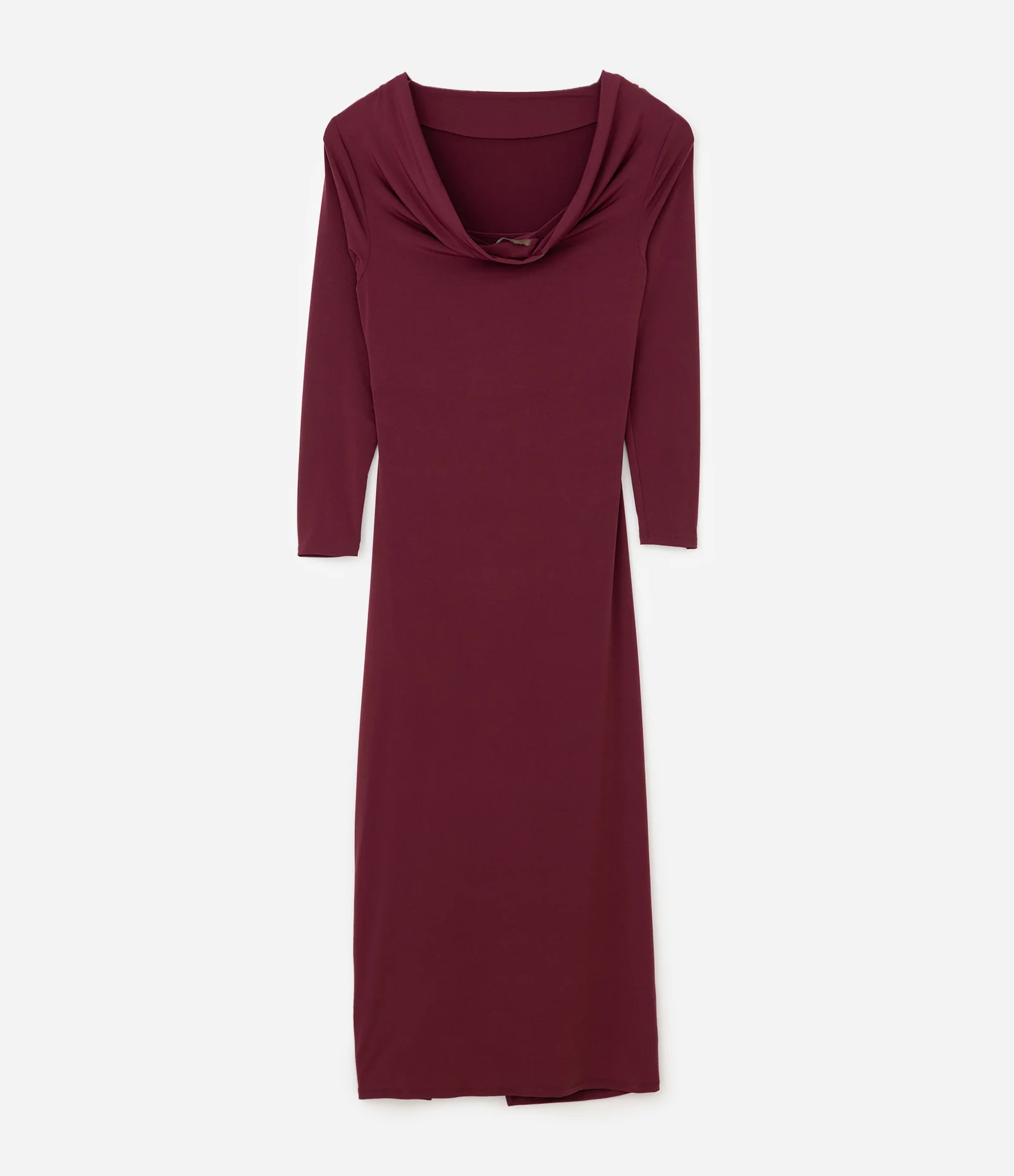 Vestido Midi em Poliamida com Franzido Lateral e Decote Degagê Curve & Plus Size Vinho 2