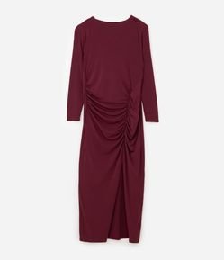 Vestido Midi em Poliamida com Franzido Lateral e Decote Degagê Curve & Plus Size