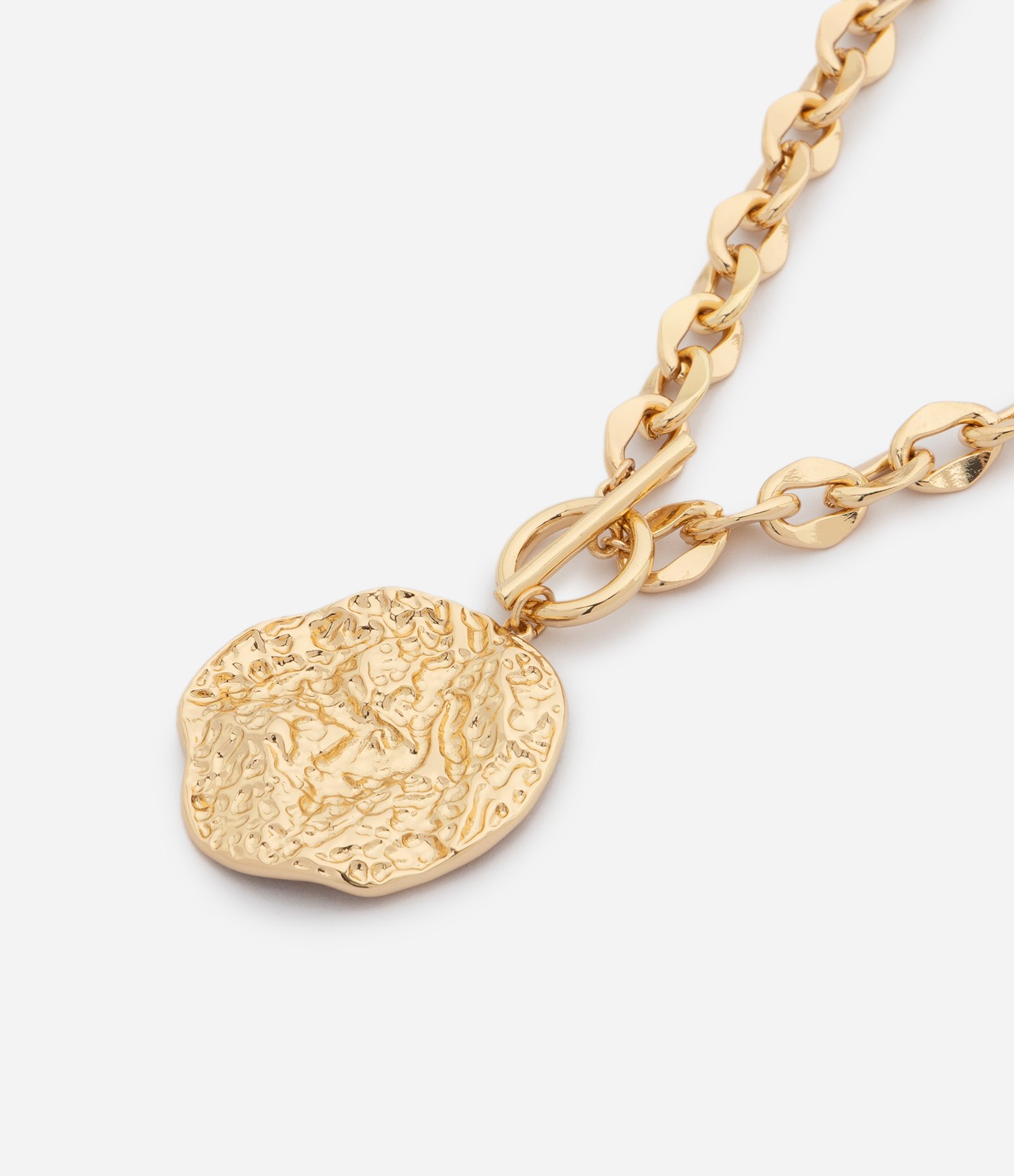 Colar Longo com Corrente e Pingente Orgânico Dourado 1