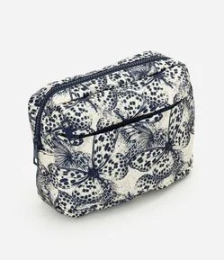 Necessaire Retangular Pequena com Estampa de Borboletas