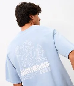 Camiseta Oversized em Algodão Estonada com Lettering Earthbound