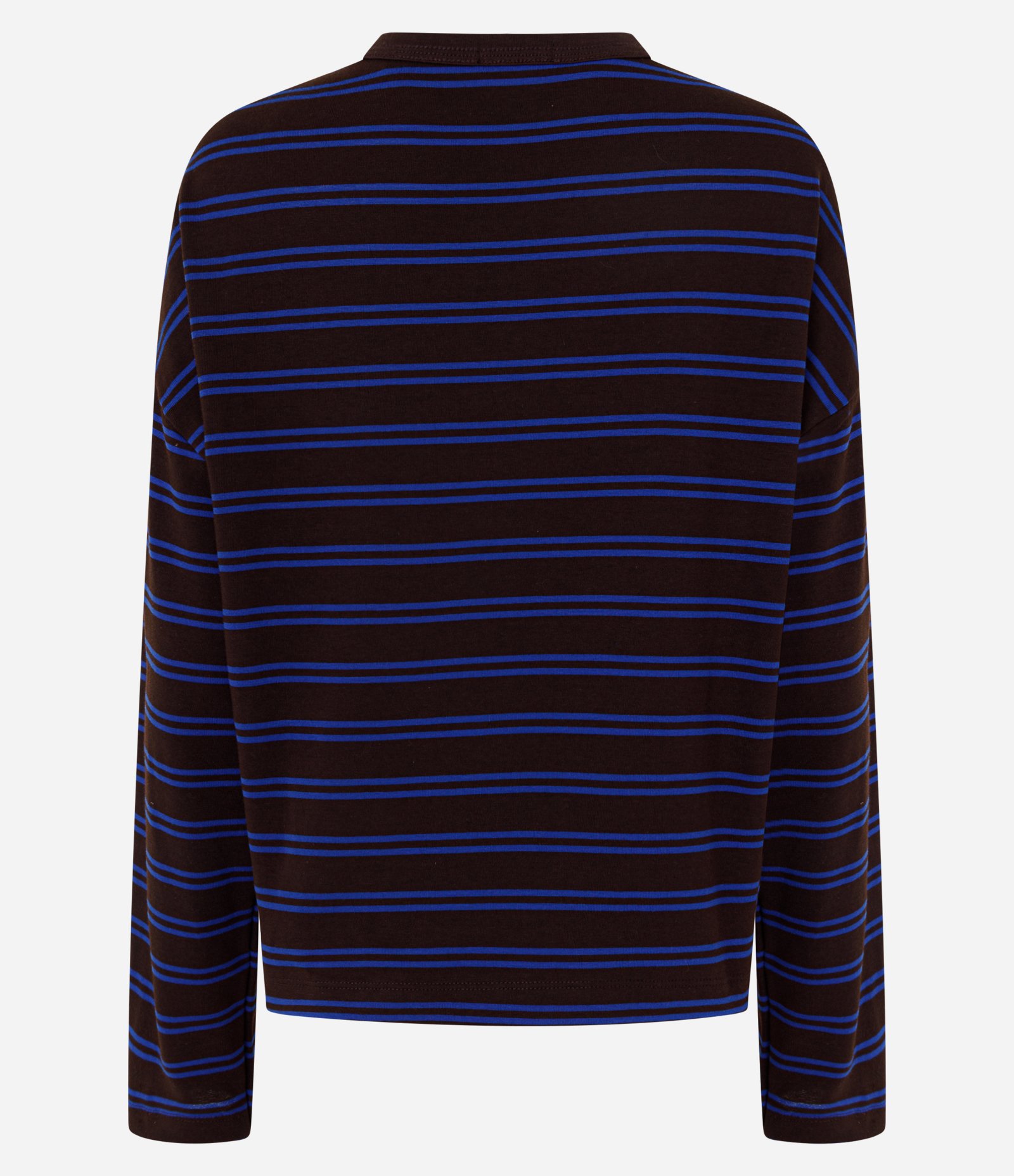 Blusa Oversized em Algodão com Estampa Listrada Marrom/Azul 2