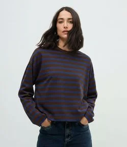 Blusa Oversized em Algodão com Estampa Listrada