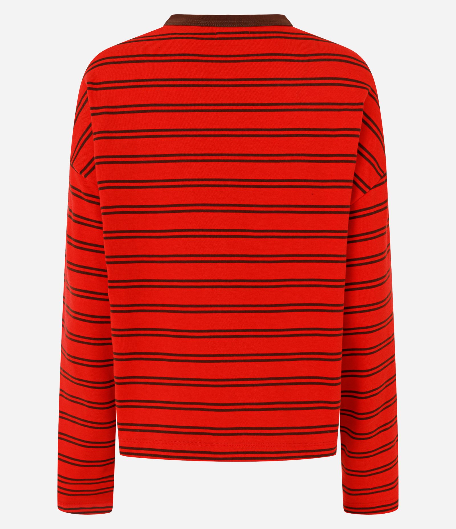 Blusa Oversized em Algodão com Estampa Listrada Vermelho/Marrom 2