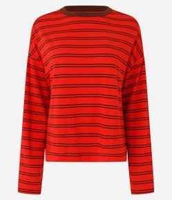 Blusa Oversized em Algodão com Estampa Listrada