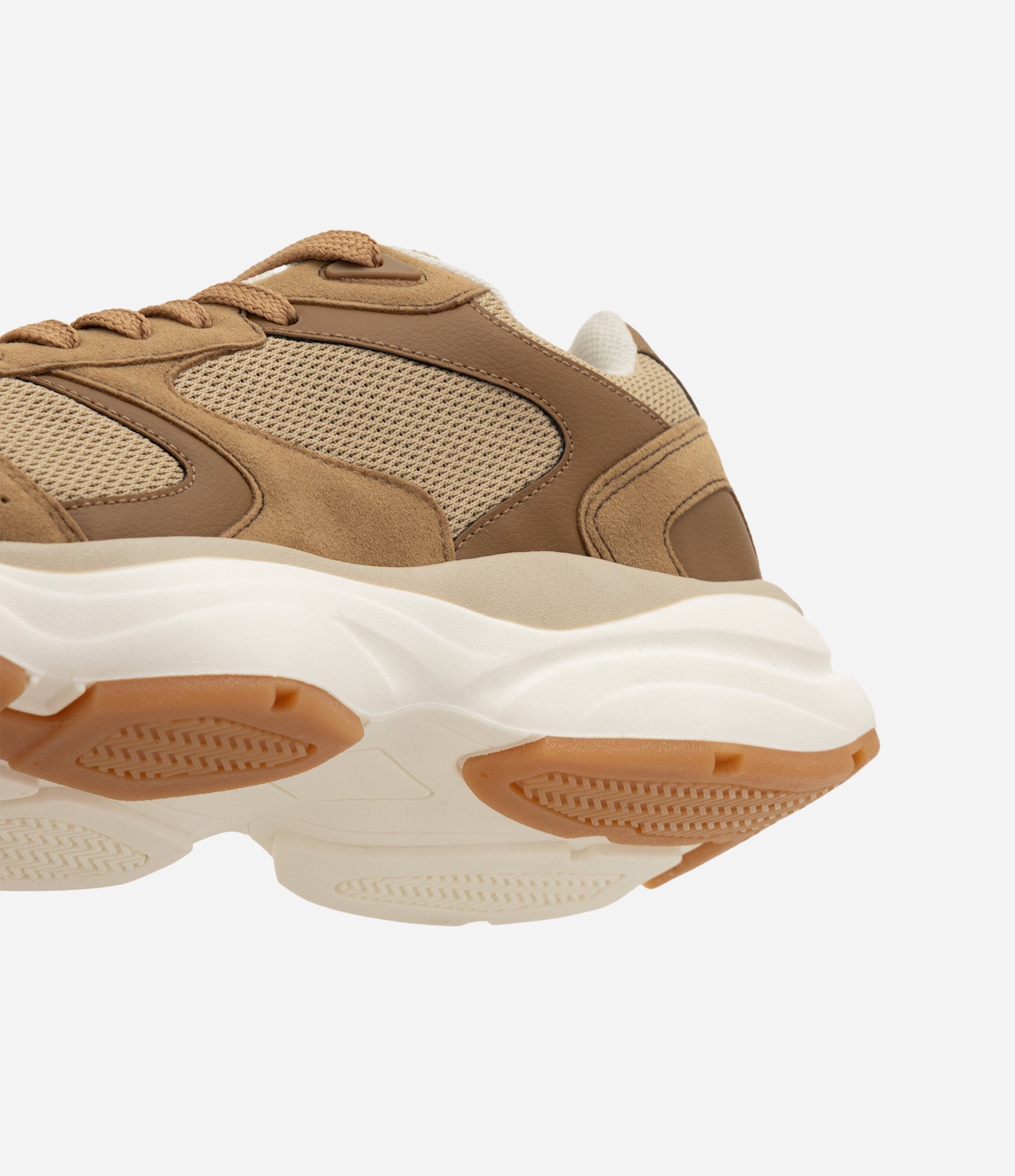 Tênis Dad Sneaker Recortes Mix de Materiais Bege 4