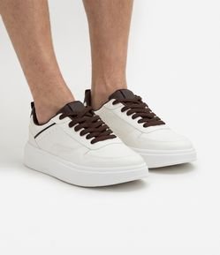 Tênis em PU Casual com Recortes
