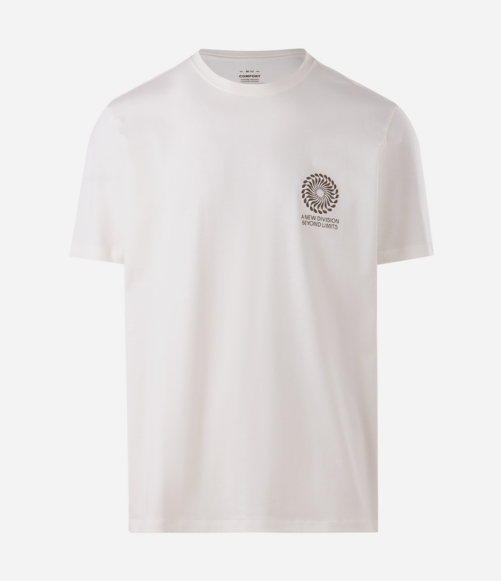 Camiseta Comfort em Algodão Peruano com Estampa Geométrica Branco 1