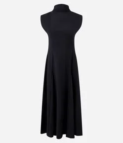 Vestido Evasê Longo com Gola Alta