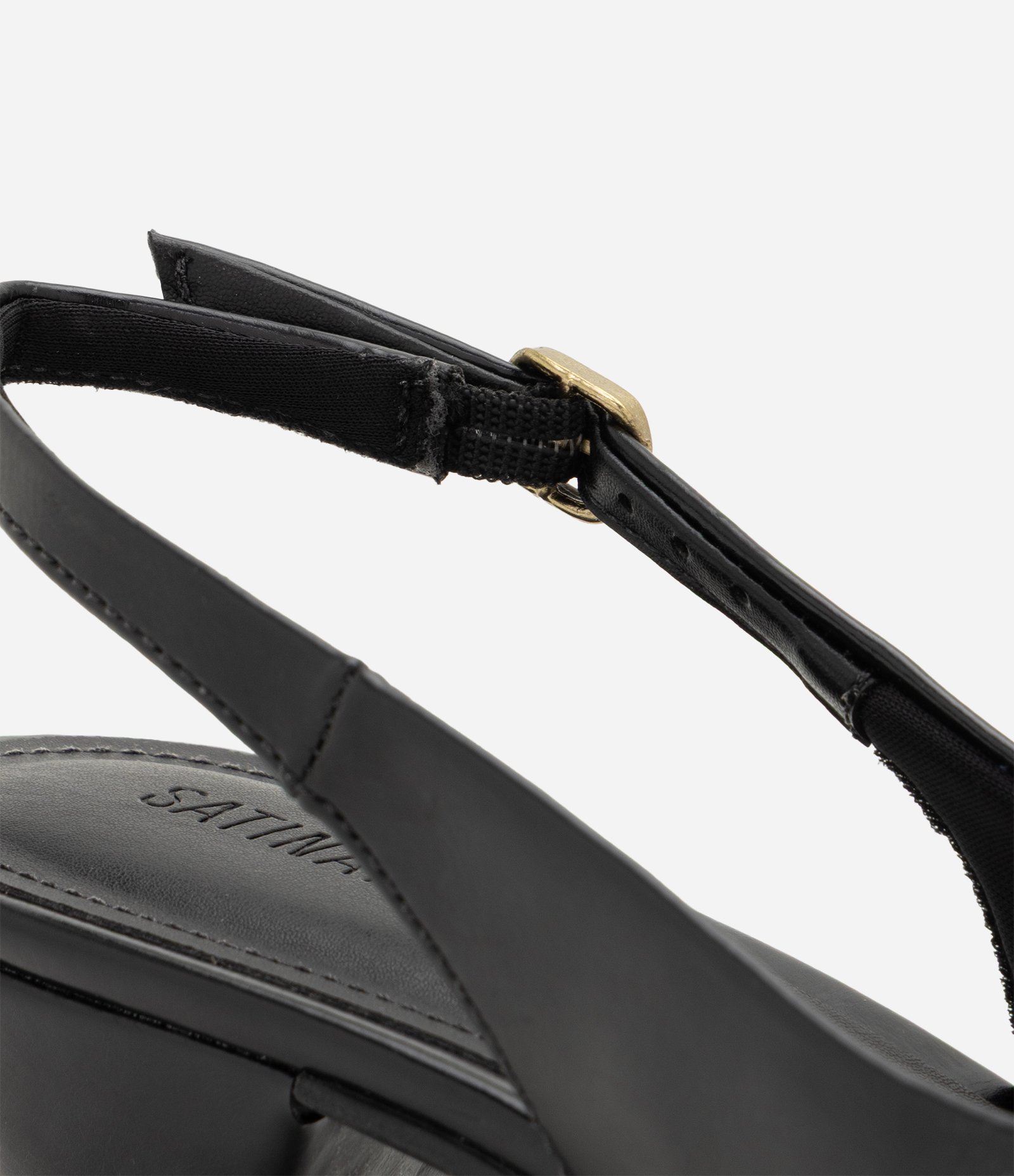 Sapato Slingback em PU com Salto Grosso Preto 3