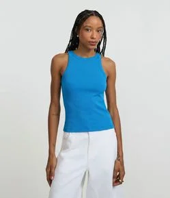 Blusa Regata Canelada em Ribana de Algodão