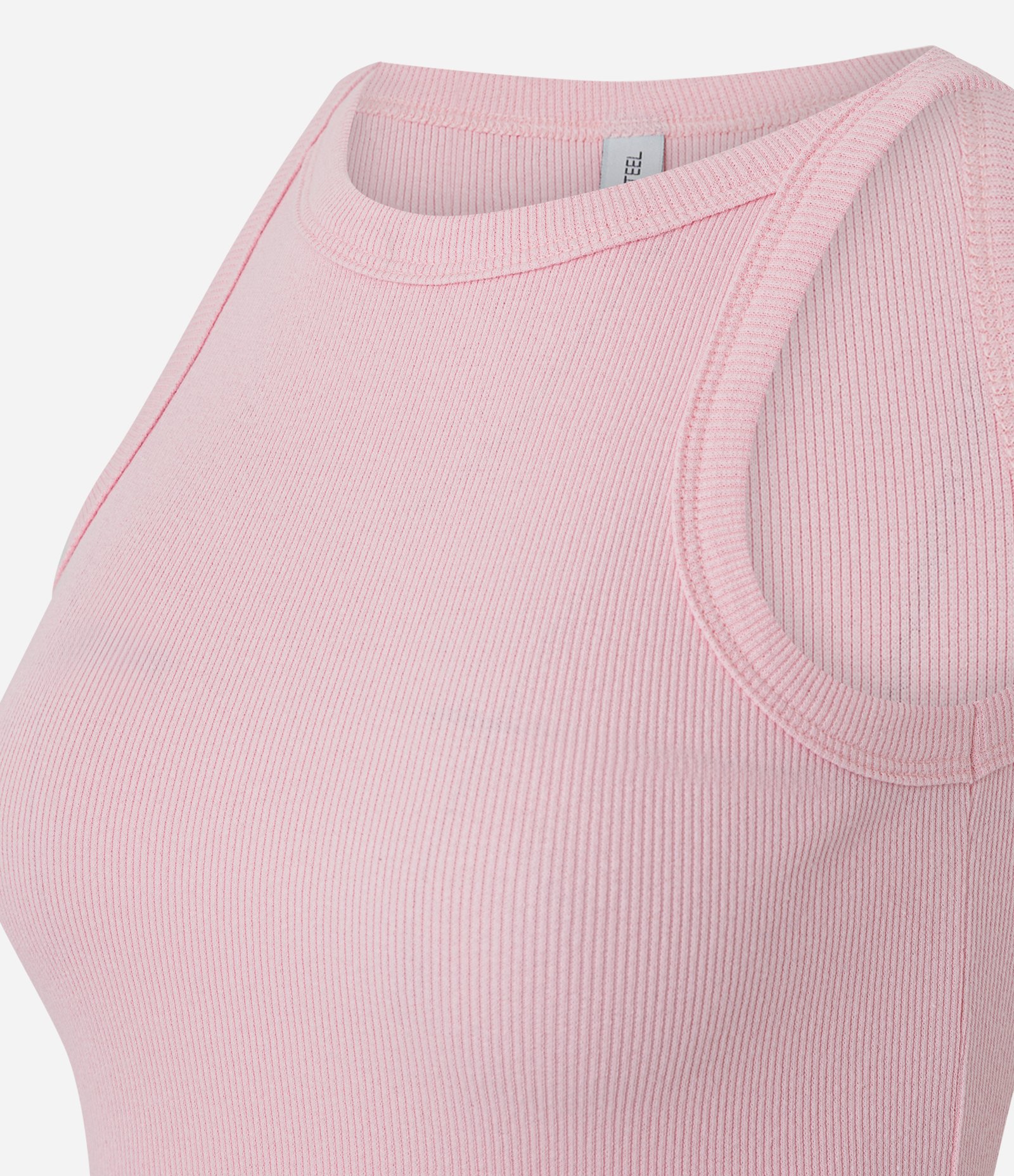 Blusa Regata Canelada em Ribana de Algodão Rosa Claro 3