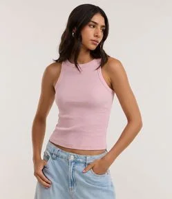 Blusa Regata Canelada em Ribana de Algodão