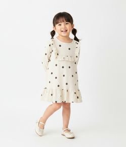 Vestido Infantil em Malha Texturizada com Estampa Floral e Babados - Tam 1 a 6 Anos