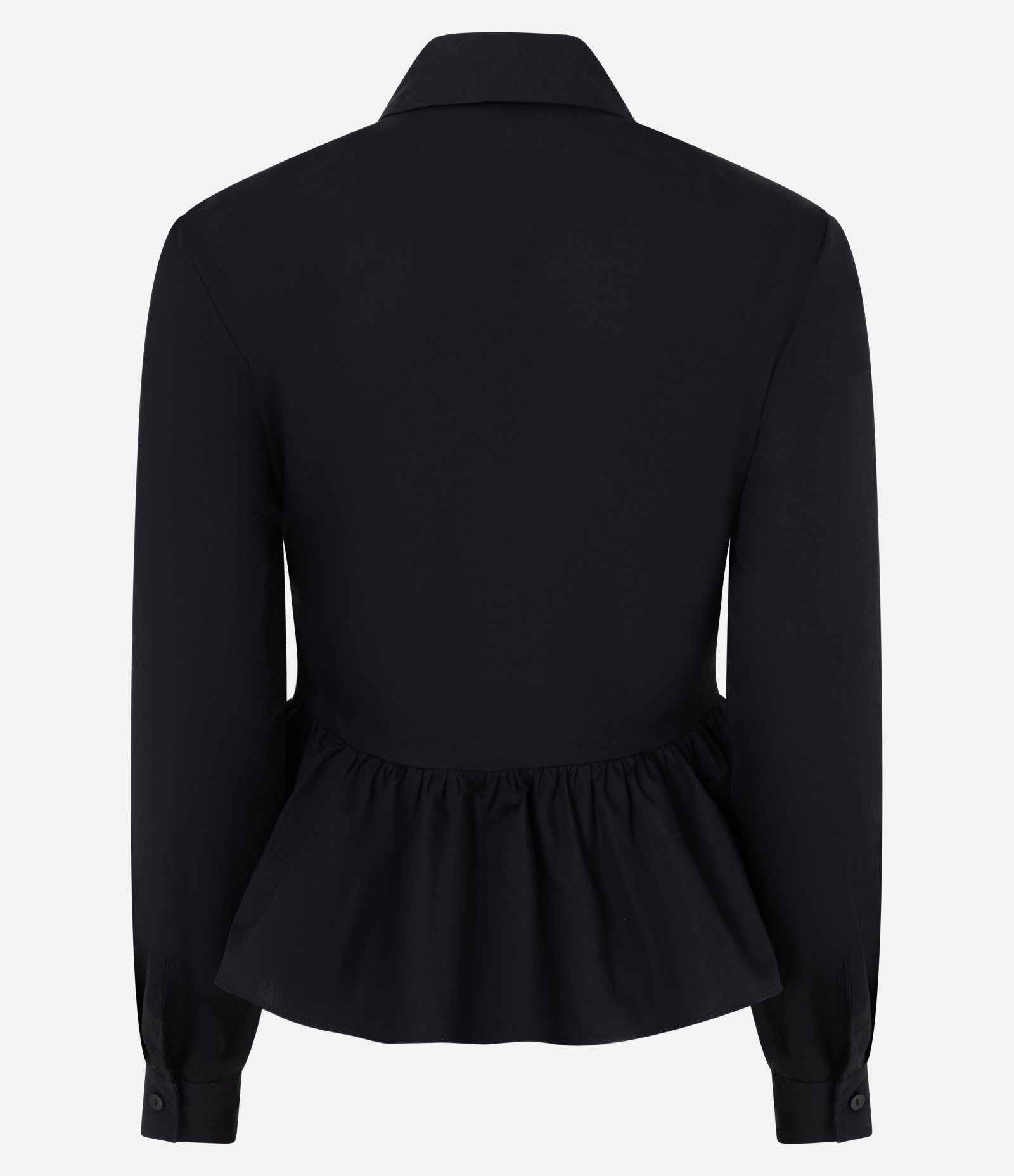 Camisa Peplum em Tricoline com Amarração em Laço na Cintura Preto 6
