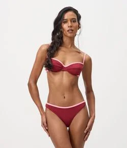 Biquíni Calcinha Básica em Crepe com Viés Contrastante