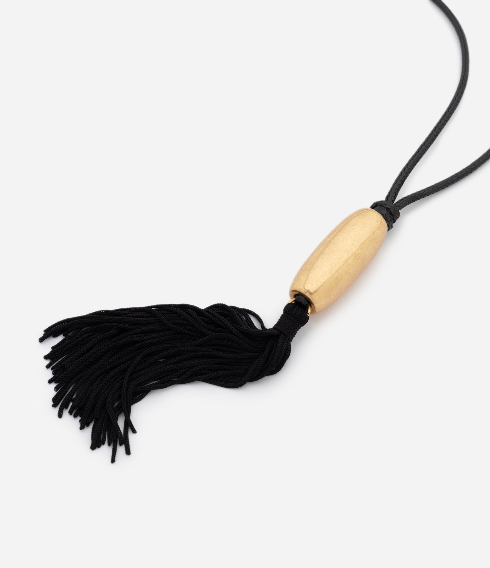Colar Longo com Fio Encerado e Franjas Preto 1