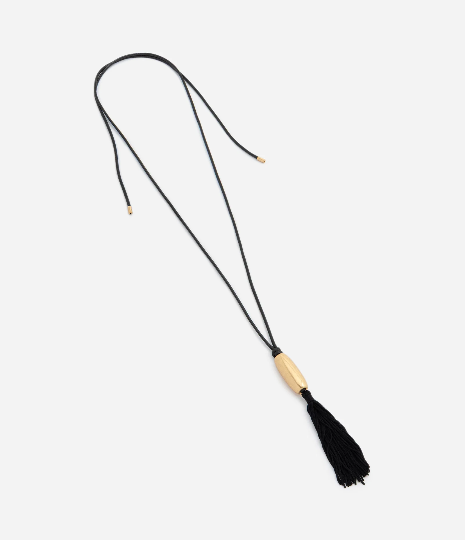 Colar Longo com Fio Encerado e Franjas Preto 2