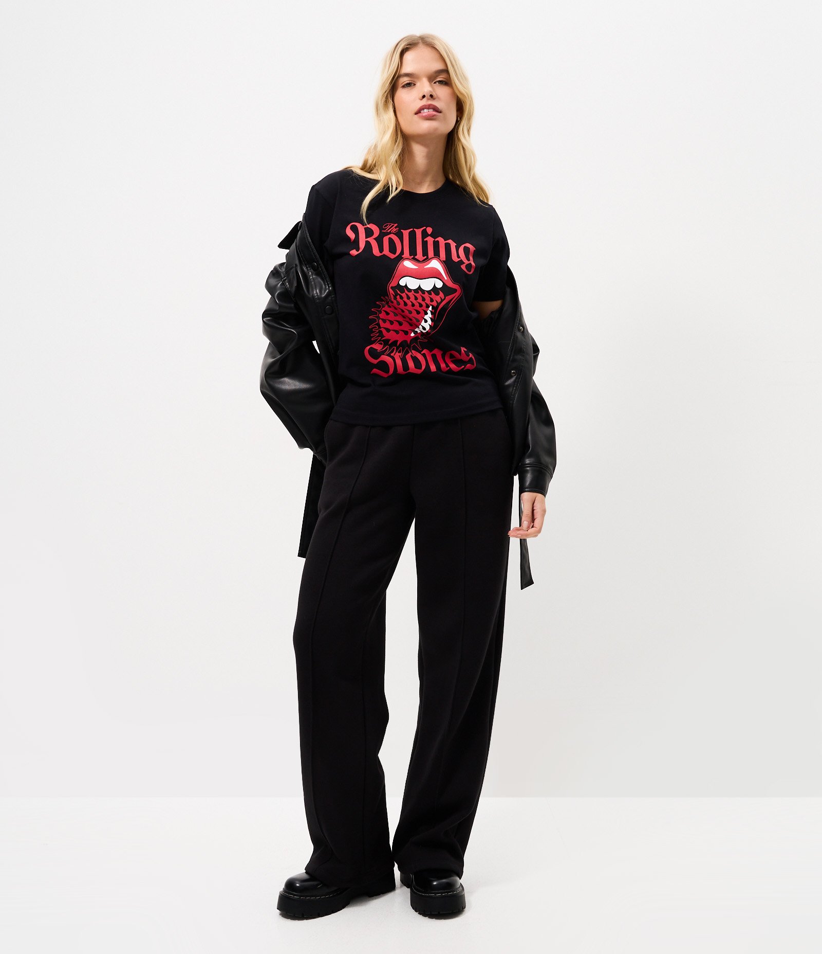 Camiseta Baby Look com Estampa Rolling Stones Preto 2