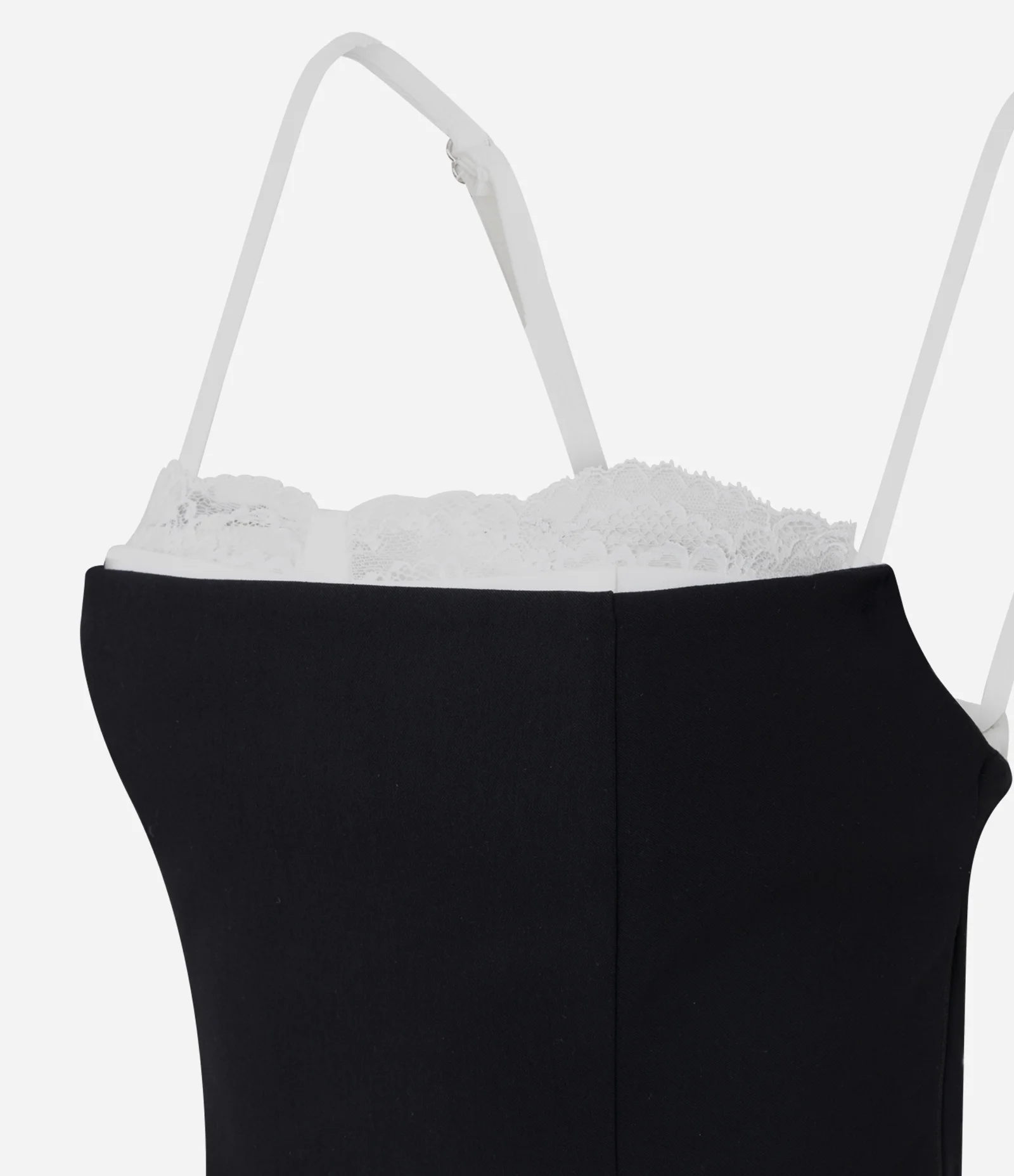 Blusa Corsetada de Alcinha em Bengaline com Detalhes em Renda Preto 2