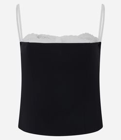 Blusa Corsetada de Alcinha em Bengaline com Detalhes em Renda