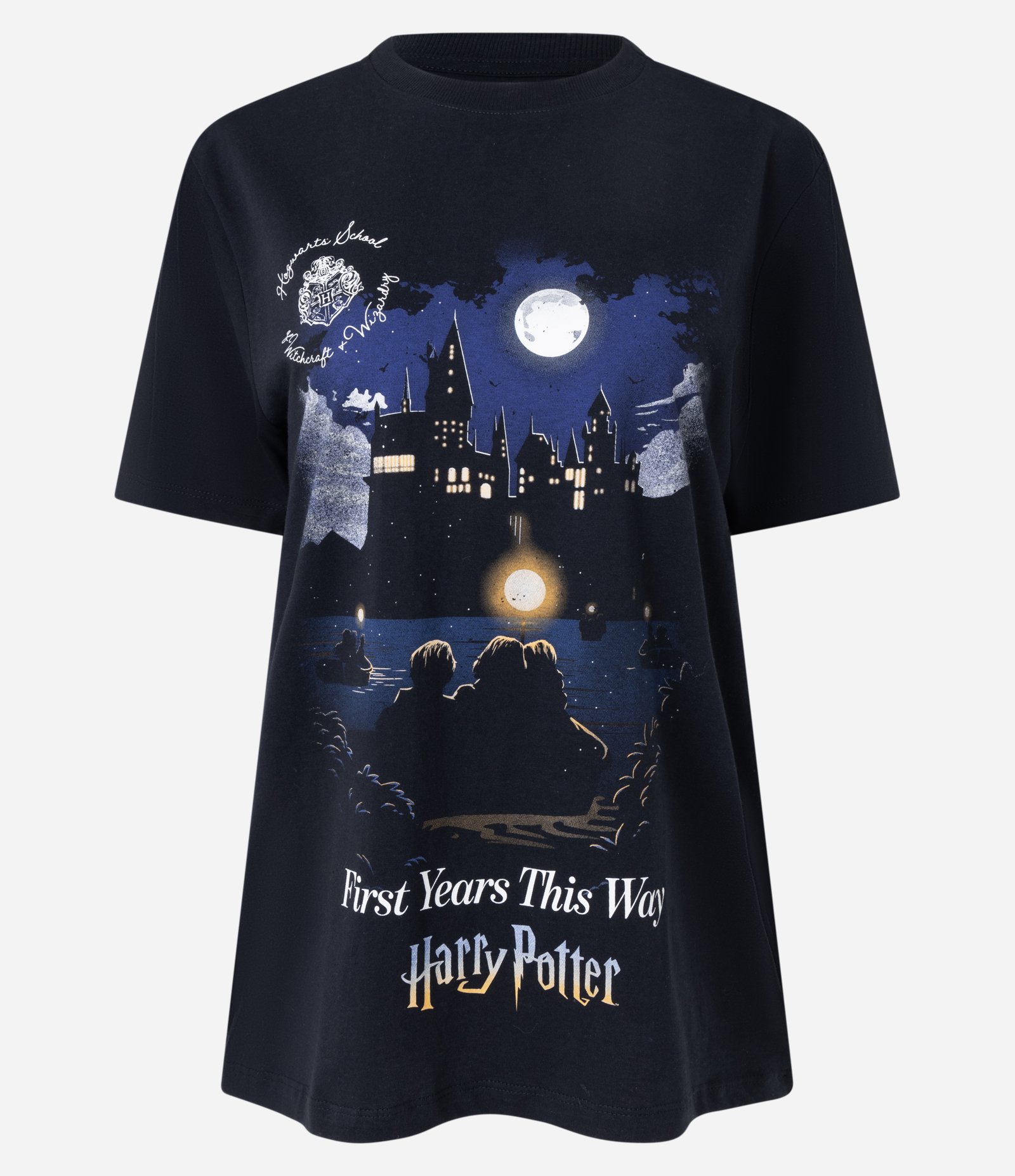 Camiseta em Algodão com Estampa Harry Potter Hogwarts Preto 5