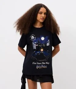 Camiseta em Algodão com Estampa Harry Potter Hogwarts