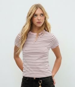 Blusa em Ribana com Estampa Listrada