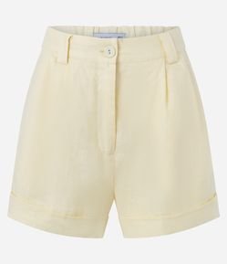 Short em A de Linho Alfaiatado com Pregas Frontais