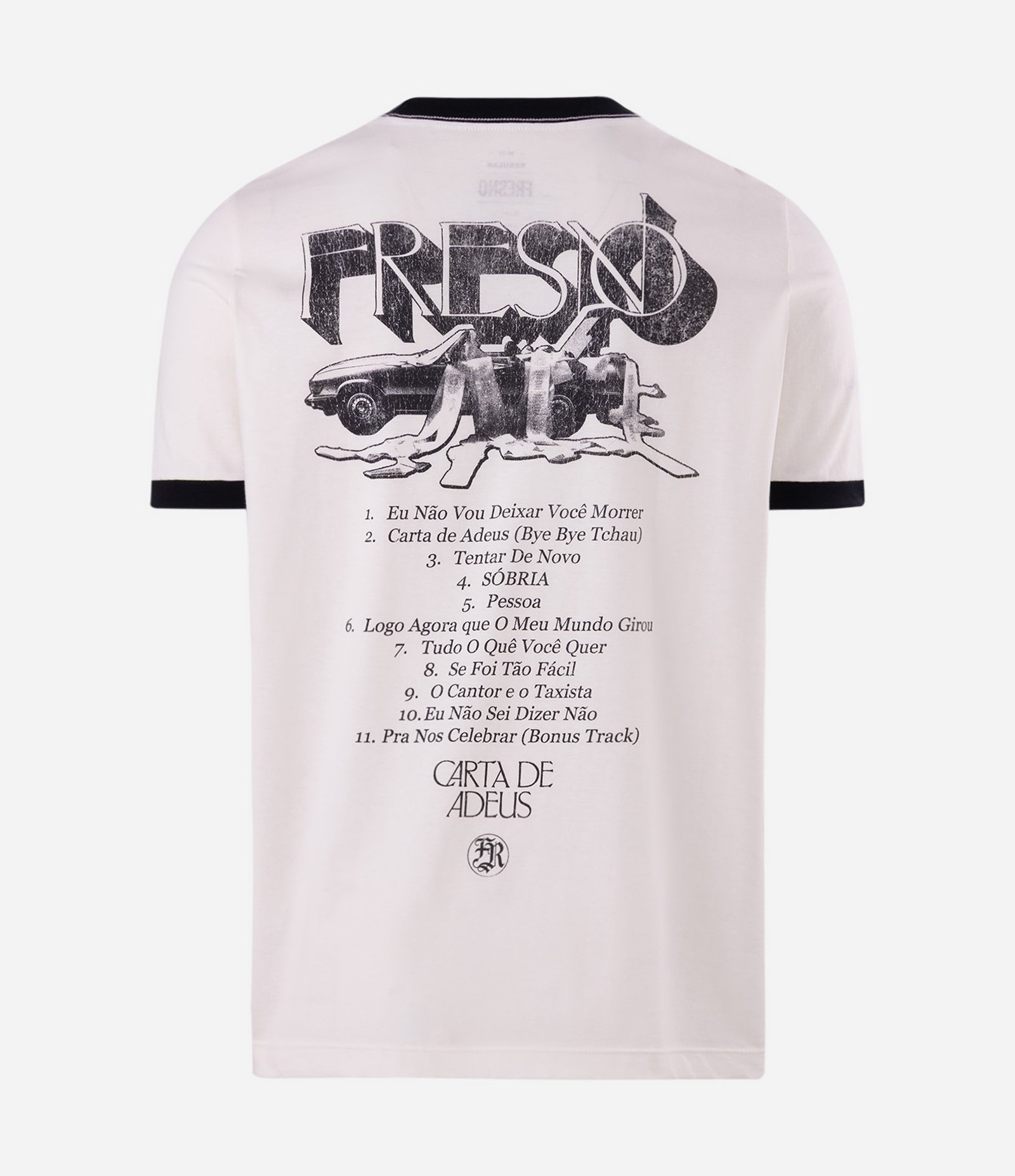 Camiseta Fresno Carta de Deus Estampa Frente Costas Branco 6